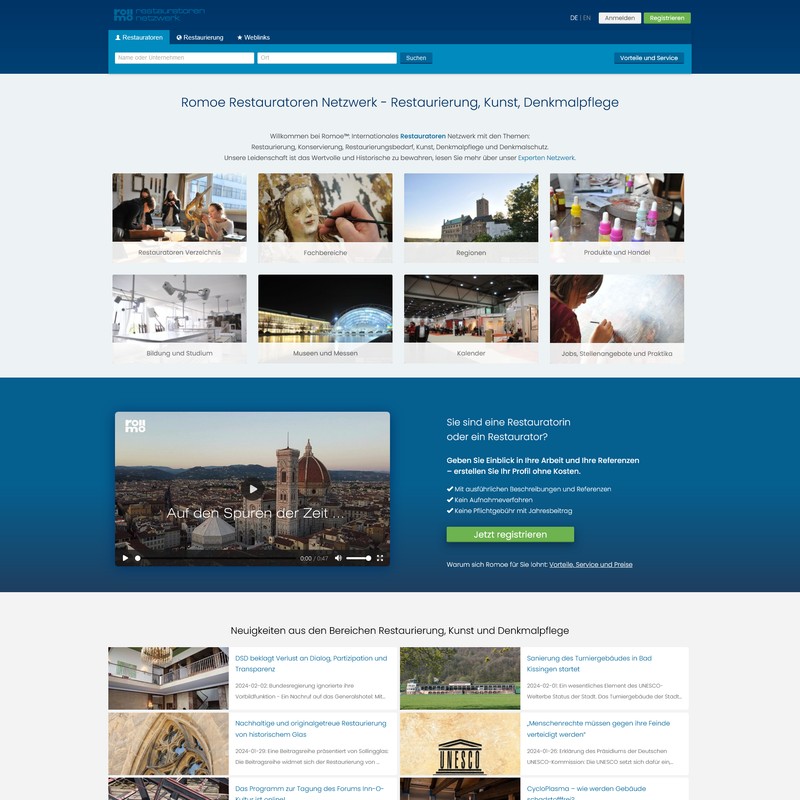 Romoe - Netzwerk für Restaurierung, Kunst und Denkmalpflege - Startseite